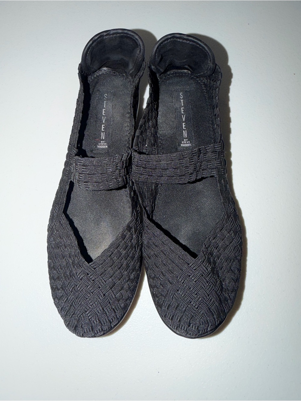 Steven by Steve Madden Black Woven Mary Jane Flats with Elastic Strap